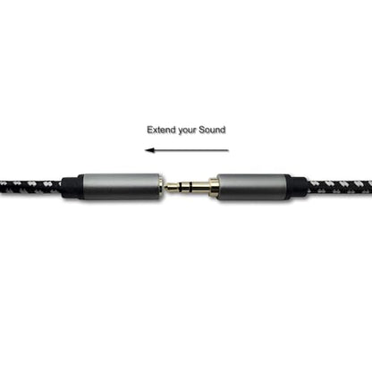 SatelliteSale Auxiliary 3.5mm Audio Jack Male to Female Digital Stereo Aux Extension Cable Universal Wire Black/White Nylon Cord 30 feet - size: 30 Feet