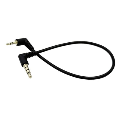 Seadream 2.5mm to 3.5mm Stereo Audio Cable 10inch, 3.5mm 4 Pole to 2.5mm 3 Pole Right Angle AUX Cable, Short Stereo Jack Connector, Black, 2-Pack