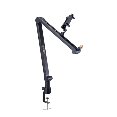 VEVOR Microphone Boom Arm, with Desk Mount Clamp, Adjustable Mic Stand with Cable Management,360° Rotatable,3/8" to 5/8" Adapter, for Recording Studio Streaming Gaming Blue Yeti SM7B Audio Podcast - style: Mic Boom Arm