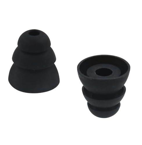 Triple Flange Eartips Compatible with in-Ear Earbuds with Connect Hole 3.8mm-4.5mm, 12 Pairs S/M/L Sizes Soft Silicone Tips, Compatible with Most in-Ear Earbuds 12 Pairs Black