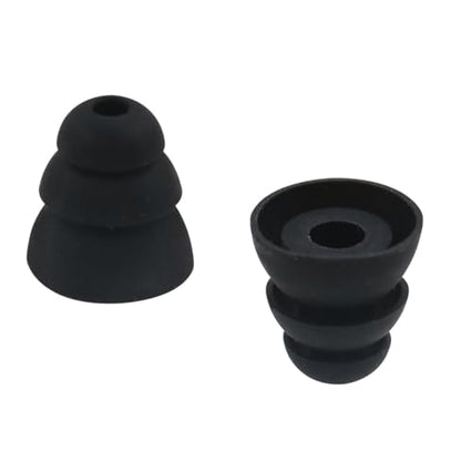 Triple Flange Eartips Compatible with in-Ear Earbuds with Connect Hole 3.8mm-4.5mm, 12 Pairs S/M/L Sizes Soft Silicone Tips, Compatible with Most in-Ear Earbuds 12 Pairs Black
