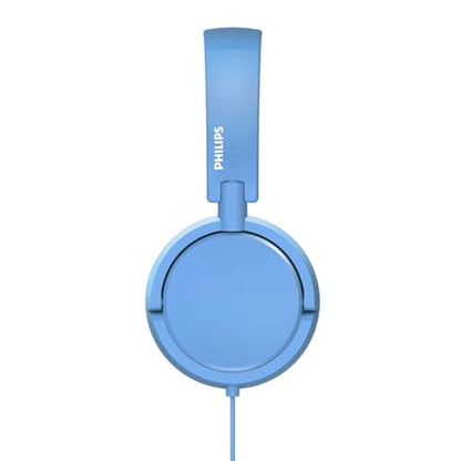 Philips K2019 Lightweight On-Ear Wired Kids Headphones - Built-in Mic, Safe Volume Limited, Foldable & Durable, Blue - color: Blue