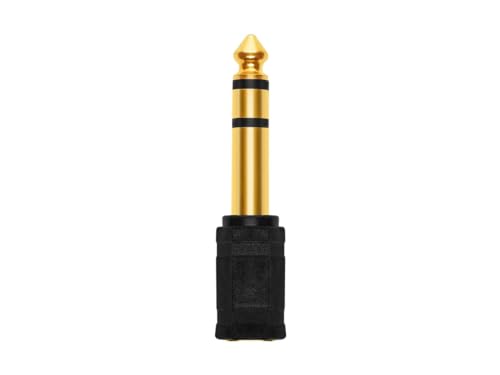 Monoprice 6.35mm (1/4 Inch) Male TRS Stereo Plug to 3.5mm (1/8 Inch) Female TRS Stereo Jack Adapter, Gold Plated, Black