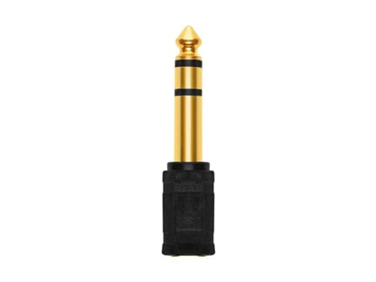 Monoprice 6.35mm (1/4 Inch) Male TRS Stereo Plug to 3.5mm (1/8 Inch) Female TRS Stereo Jack Adapter, Gold Plated, Black