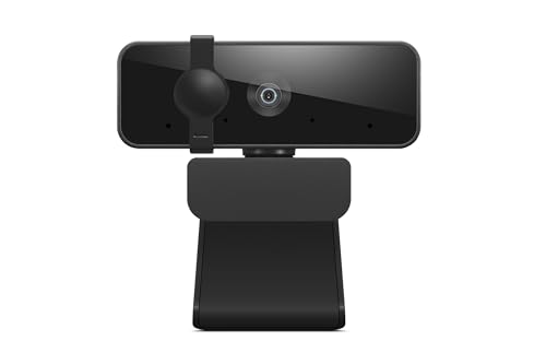 Lenovo HD 1080p Webcam (300 FHD)- Black w/ 95° Wide Angle, 360° Rotation Pan & Tilt, Dual Microphones, Privacy Shutter - color: Black, style: 300 FHD