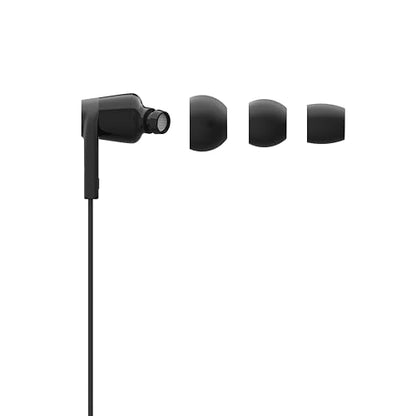 Belkin Wired Earbuds with Lightning Connector, Built-in Mic | In-ear headphones, tangle-free cable, inline remote, volume and track controls, water resistant, iPhone, iPad - color: Black, size: One Size, style: LTG