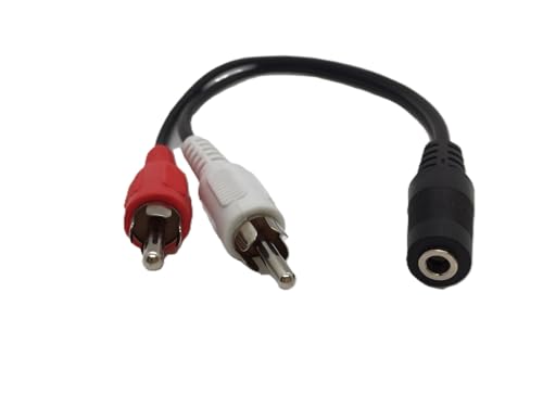 QualConnect 3.5mm Stereo to Dual RCA Audio Adapter Cable, 3.5mm Female to Dual RCA Male (Red/White), 6 inch