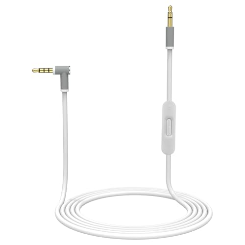 Replacement Audio Cable Cord Wire with in-line Microphone and Control Compatible with Beats Headphones Solo, Studio, Pro, Detox, Wireless, Mixr, Executive Headphones (White) - color: White