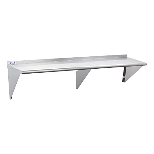 Profeeshaw NSF Stainless Steel Shelf 18” x 72”, Commercial Wall Shelving | 500 lb, Wall Mounted Metal Shelves, with Backsplash and 3 Brackets, for Restaurant, Bar, Utility Room, Kitchen and Garage - size: 18"x72"