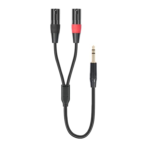 1/4 TRS to Dual XLR Male Y-Splitter Stereo Breakout Cable 1/4 inch(6.35mm) to 2 XLR Patch Cable 10FT - size: 10FT