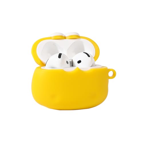 Cute Case for AirPods 4th Generation, for AirPods 4 Wireless Earbuds, XMBYGY Silicone Cartoon Charging Case Shockproof Protective Headphones Cover with Carabiner for Man Woman Teen - color: Cheese
