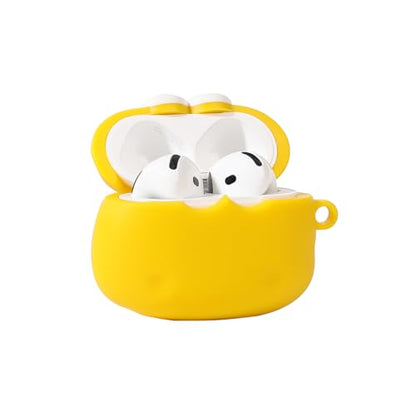 Cute Case for AirPods 4th Generation, for AirPods 4 Wireless Earbuds, XMBYGY Silicone Cartoon Charging Case Shockproof Protective Headphones Cover with Carabiner for Man Woman Teen - color: Cheese