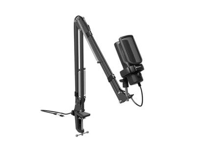 Genesis Radium 251 USB Gaming Microphone with 5 Arm - Condenser, 192kHz/24bit, RGB Illumination, Pop Filter, Gain Dimmer, Silent Button, Real-Time Monitoring, Plug & Play for PC - style: Radium 251 Black