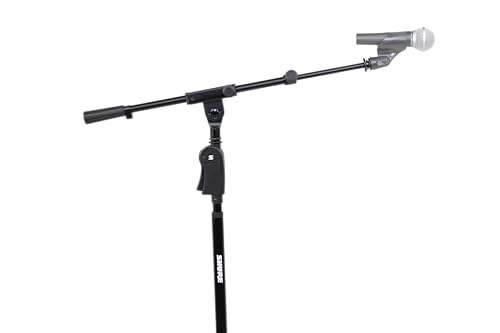 Shure by Gator Deluxe Tripod Mic Stand with Telescoping Boom and Pistol Grip One-Handed Clutch; (SH-TRIPODSTANDTBMDX) - style: Deluxe Clutch + Boom