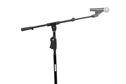Shure by Gator Deluxe Tripod Mic Stand with Telescoping Boom and Pistol Grip One-Handed Clutch; (SH-TRIPODSTANDTBMDX) - style: Deluxe Clutch + Boom