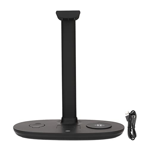 Headphone Stand Charger 4 in 1 Headphone Charging Hanger, Headset Holder and Station Dock for Smartphones, 15W Stable Desktop Gaming Headset Holder Charger