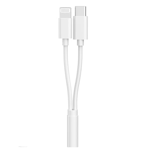 [Apple MFi Certified] Lightning USBC to 3.5 mm Headphone Jack Adapter | iPhone Headphones Aux Audio Dongle USB C Type C to 3.5 Female Adapter for iPhone 17 16 15 14 13 Pro Max 12 11 XS XR 8 7