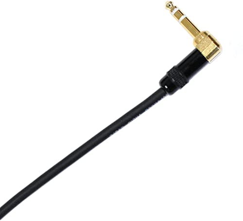Audio2000'S C26003P2 2팩 91.4cm(3피트) 금 도금 0.6cm(1/4인치) TRS 직각 - 금 도금 0.6cm(1/4인치) TRS 스트레이트 밸런스 오디오/녹음/패치/스테이지 케이블 (91.4cm(3피트) 케이블 2개 포함)