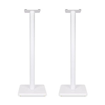 Fluance Floor Speaker Stands for Surround Sound and Bookshelf Speakers with Solid Construction, Adjustable Floor Spikes, Rubber Isolation Feet, Cable Management, Square Base - Matte White/Pair SS05SWH - style: Matte White - Square Base