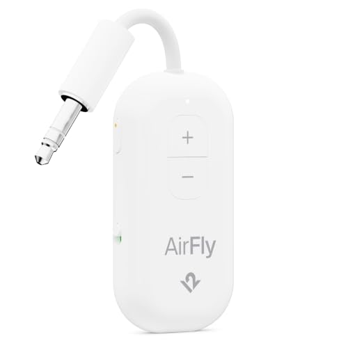Twelve South AirFly Pro 2, Bluetooth Adapter, Pair 2 AirPods, White | Pair 2 AirPods or Wireless Headphones – 3.5mm AUX Bluetooth Transmitter and Receiver for Cars, Boats, Treadmills, TVs & More - color: White, style: AirFly Pro 2