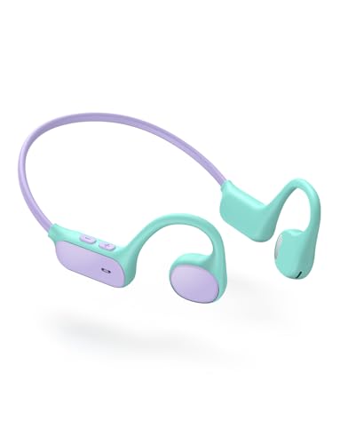 iClever OWS01 Kids Bluetooth Headphones, Air Conduction Open Ear Headphones | SafeSound Tech, Clear Audio Bluetooth 5.4, 360° Bending Ultra-Light Kids Wireless Headphones for Travel/School/Sports/Outdoor - color: A-Purple