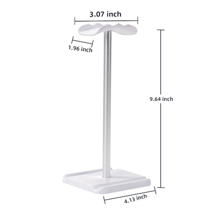 Headphone Stand for Desk, Headset & Earphone Holder with Phone Slot | Aluminum Pole, TPU-Padded Headrest, Anti-Slip ABS Base, Universal for Gaming & Office, Compatible with All Headphones - color: White