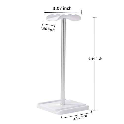 Headphone Stand for Desk, Headset & Earphone Holder with Phone Slot | Aluminum Pole, TPU-Padded Headrest, Anti-Slip ABS Base, Universal for Gaming & Office, Compatible with All Headphones - color: White