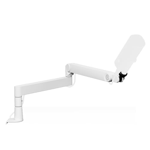 Elgato Wave Mic Arm Pro White, Gas Spring Mic Arm | Supports up to 3kg, Silent gas-spring adjustment, Hidden cable channels, Padded clamp, Compatible with most mic brands - color: White
