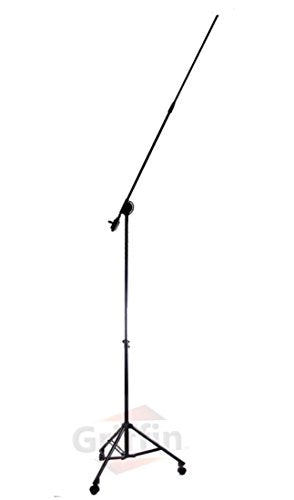 GRIFFIN 11FT Tall Rolling Mic Boom Stand (Extended XHeight Edition) with Telescopic Arm & Tripod Base – Studio Microphone Wheeled Stand for Overhead Drums, Choir, Vocal Recording - size: 1 Pack