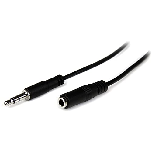 StarTech 1m Slim 3.5mm Audio Extension Cable, Male to Female (MU1MMFS) | Headphone Ext Cord, Mini Stereo Extension - size: 3 ft / 1m, style: Slim