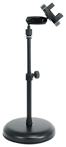 Rockville iStand 7 Adjustable Desktop Stand for iPad/iPhone/Tablet/Phone, 360 Swivel, Mic Clip Included, Perfect for Karaoke, Live Performances, and Presentations | Swappable Mount, Adjustable Height, Includes Mic Clip, 360 Degree Swivel, Desktop, Fits 4.