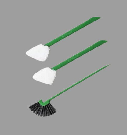 Mini Keyboard Cleaning Brush Set (3-Pack), Detail Crevice Cleaning Tool with Scraper and Microfiber Head for Window Tracks, Air Vents, and Electronics, Green