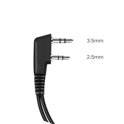 2-Pin K1 to 3.5mm Audio Adapter with PTT and Mic (Push to Talk) Compatible for BaoFeng, Kenwood, Retevis, Pxton, BTECH Radios & 3.5mm Audio Input Interface Headsets with Built-in Mics