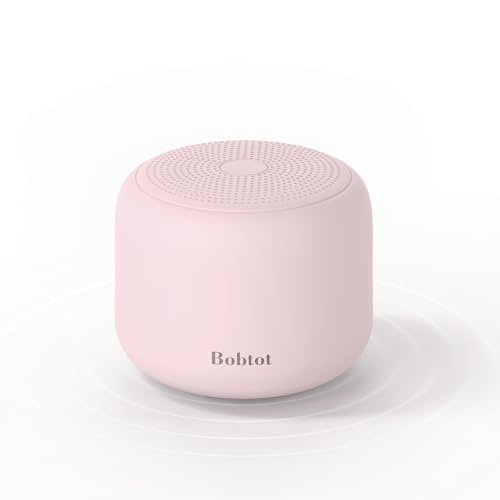 Bobtot Portable Bluetooth Speakers Mini Speaker with Strap Easy to Carry | Wireless IPX5 Waterproof with Loud Stereo Sound, 20 Hours Playtime, Rechargeable Battery, Built-In Microphone, Pink - color: Pink