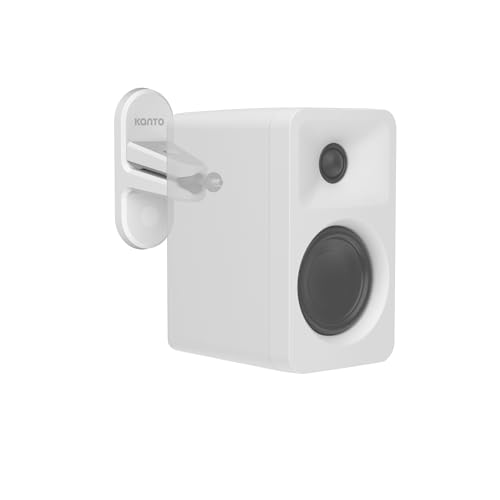 Kanto SPW3W Universal Satellite Speaker Wall Mount Bracket | ¼-20 Thread Attachment | Tilt, Swivel & Rotation | Holds 12 lbs (5.4 kg) | Wire & Cable Management | No Visible Hardware | Pair | White - color: White