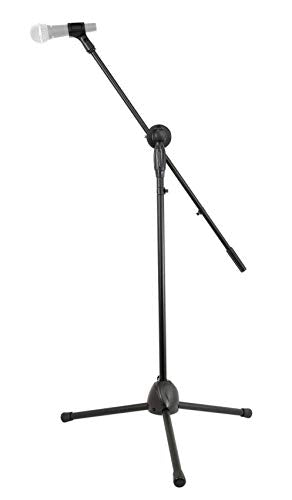 Rockville GIGSTAND Dual Metal Microphone Stand with (2) Mic Clips, 26.37” Detachable Boom Arm, Adjustable 31"-55" Height, Foldable Tripod Base