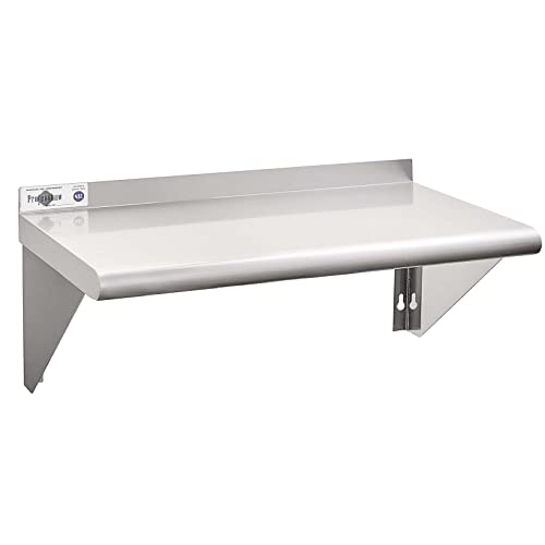 Profeeshaw NSF Stainless Steel Shelf 14” x 24”, Commercial Wall Shelving | 250 lb, Wall Mounted Metal Shelves, with Backsplash and 3 Brackets, for Restaurant, Bar, Utility Room, Kitchen and Garage - size: 14"x24"