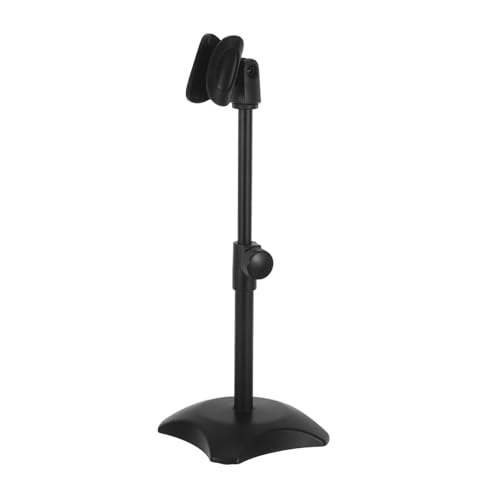 Alasum Microphone Base Stand with Mic Heavy-duty and Desktop Adjustable round Iron, Abs Material Holder Compatible with Heavyweight Handheld Microphones for Tabletop Interviews