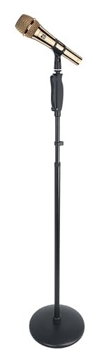 SE Electronics V7 Gold Bundle: Dynamic Supercardioid Handheld Vocal Microphone, RVMIC4 V2 Round-Base Mic Stand with Metal Quick-Release Hand Clutch for Live Performance, Podcasting, Speech, 2-items