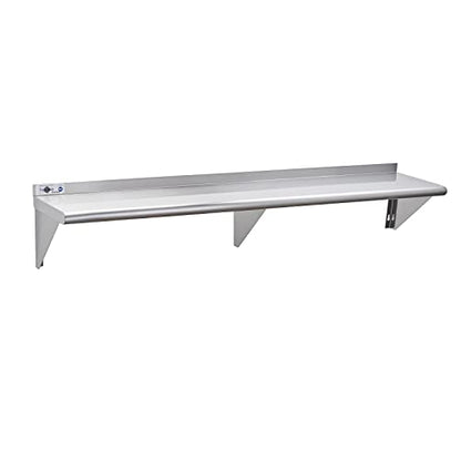 Profeeshaw NSF Stainless Steel Shelf 12''x60'', Commercial Wall Shelving | 315 lb, Wall Mounted Metal Shelves, with Backsplash and 3 Brackets, for Restaurant, Bar, Utility Room, Kitchen and Garage - size: 12"x60"
