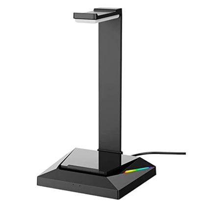 Headphone Stand Headset Stand Gaming Headphone Stand Wired Headset Desk Dual Hanger Base with Phone Holder 2 USB Port Headphone Stand for Desk