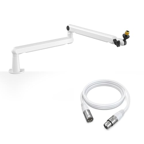 FIFINE Microphone Arm Kit, Low-Profile Boom Arm Mic Stand with Cable-Management & 10ft Balanced XLR Cable for Podcasting, Streaming & Recording-BM88W+L9W