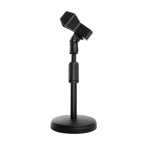 Souyouyu Desk Mic Stand Adjustable Height 9.6-13.9" Table Mic Stand w/Clip | Desk mic stand 9.6-13.9in adj height. Max 1.7in dia clip. Anti-vib foam pad. Metal base. Pod/gaming/stream