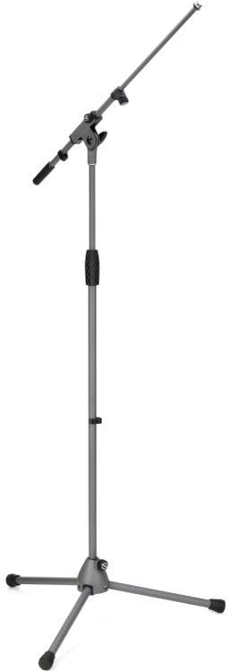 K&M Konig & Meyer 21080.500.87 Tripod Microphone Stand w/Extendable Boom Arm | Clutch Height Adjustment | Soft-Touch Lock | Folding Leg Design | Zinc Die-Cast Base | German Made | Gray Powder Coated - color: Gray