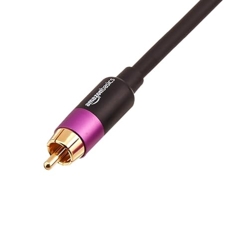 Amazon Basics Subwoofer RCA Audio Cable for Amplifiers, Active Speakers with Gold-Plated Connectors, S/PDIF, Digital Audio, 35 Feet, Black - size: 35 feet