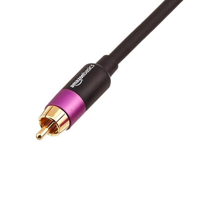 Amazon Basics Subwoofer RCA Audio Cable for Amplifiers, Active Speakers with Gold-Plated Connectors, S/PDIF, Digital Audio, 35 Feet, Black - size: 35 feet