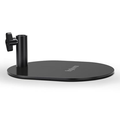 Low Profile Mic Stand Base, Weighted Desk Mount, 12mm Socket, 5/8-27 Thread | 600 g metal plate with a 12 mm arm socket and padded underside for compact desktop microphone and boom arm setups - size: KBT-49 Metal Base