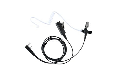 Covert Acoustic Tube Earpiece - for 2 Way Radios,Big MIC and PTT Surveillance Kit Headset,2-pin Plug Output 2-Wire Eartips, Compatible with Kenwood Walkie Talkie