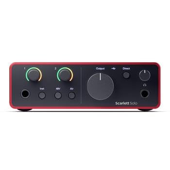 Focusrite Scarlett Solo 4th Gen USB Interface with Software Suite, Bundle With H&A Pop Filter, XLR M to F Cable 10'