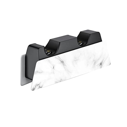 PlayVital Seamless White Marble Full Set Skin Decal for ps5 Console Disc Edition, Sticker Vinyl Decal Cover for ps5 Controller & Charging Station & Headset & Media Remote - color: Seamless White Marble
